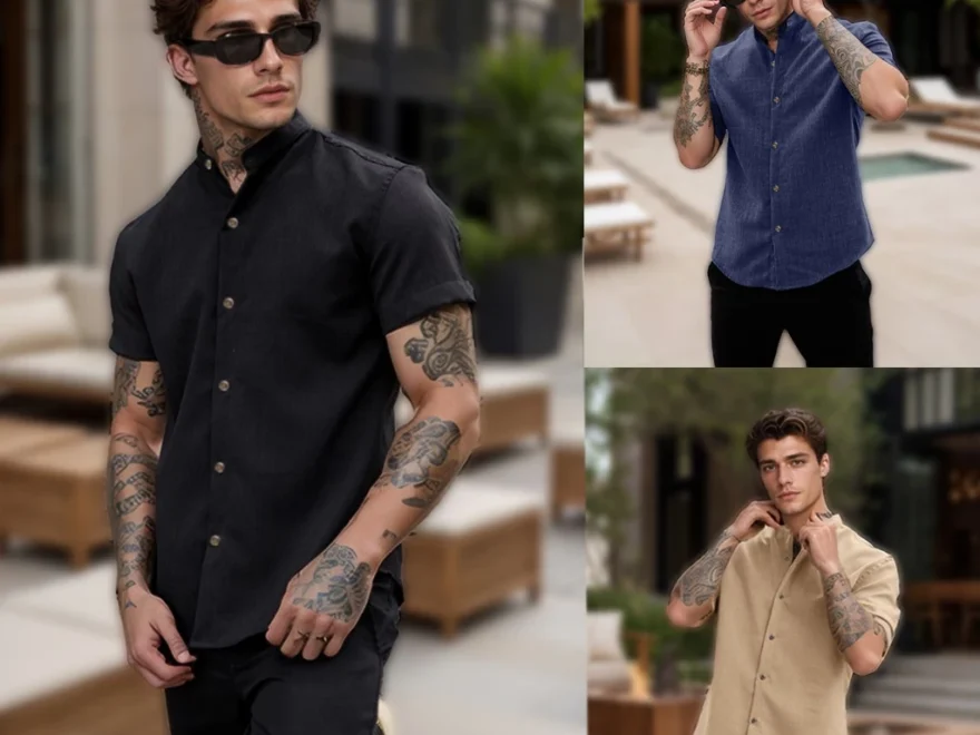 Camisa20Social20Masculina20Gola20Padre20Linho20Manga20Curta20Luxo 880x660